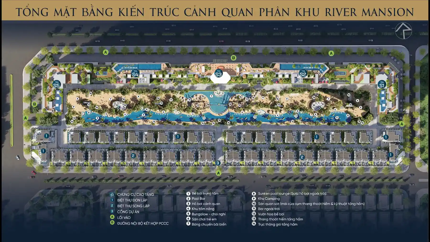 Mặt bằng kiến trúc cảnh quan phân khu River Mansion
